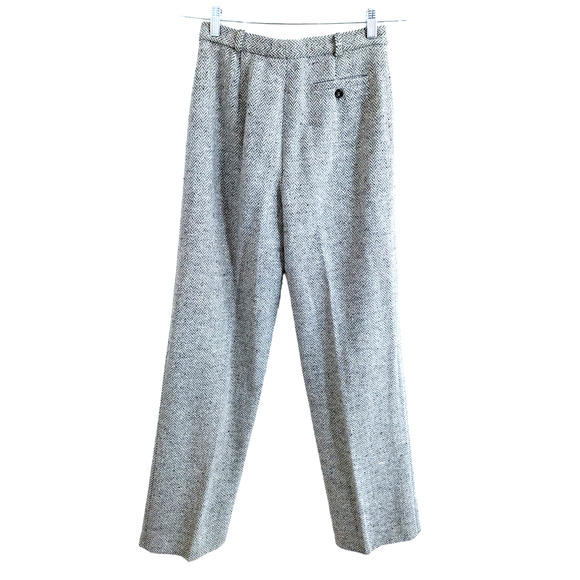 MaxMara Weekend Virgin Wool Gray Herringbone Tweed Pants Size 4 - Picture 2 of 6
